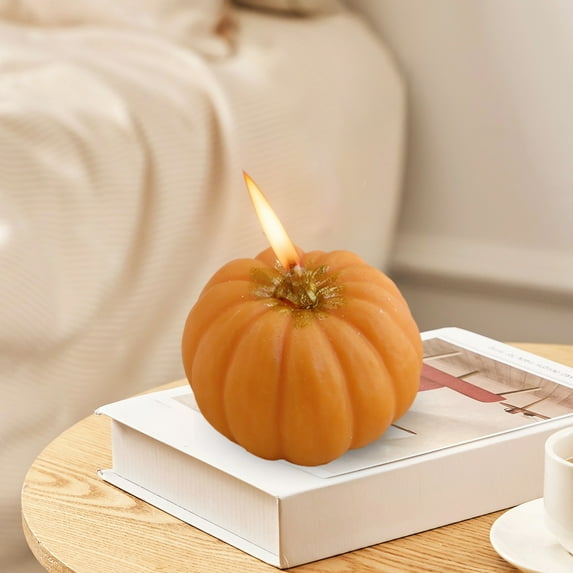 HOARBOEG Handmade Realistic Pumpkin Scented Candle - Natural Soy Wax Halloween Decorative Candles, Aromatherapy Pumpkin Spice Scented for Home Ambiance, Gift