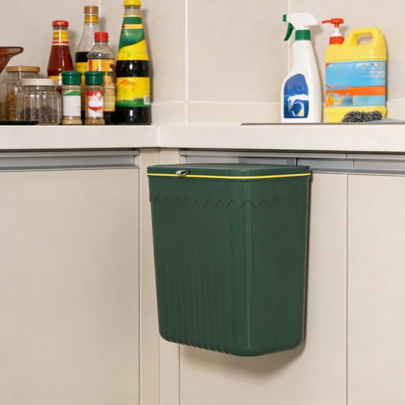 HOARBOEG Hanging Trash Can with Lid, Under Sink Door Trash Bin for Kitchen Cabinet, Bathroom & RV, 5.1 Gallon Capacity, (11.4L x 10.6W x 5.1H)