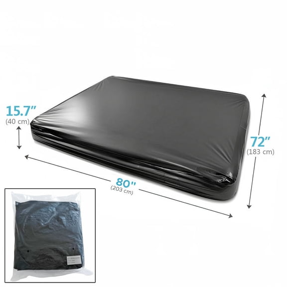HOARBOEG Heavy Duty PVC Vinyl Mattress Protector Deep Pocket Fitted Sheet Style Waterproof Bed Cover Black