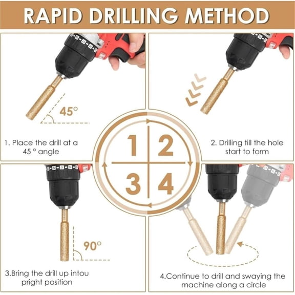 HOARBOEG Hex Shank Diamond Drill Bit Set, 6-16mm Diamond Coated Grinding Head for Tile Glass Ceramic Marble Granite, Hole Saw Cutter for Power Drill, DIY Home Renovation & Bathroom Installation