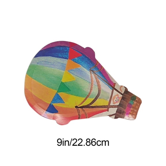 HOARBOEG Hot Air Balloons Paper Plates Set of 8, 9 Inch Disposable Party Trays, Colorful Decorative Paper Trays for Birthday Party, Picnic, Camping, Dessert & Snack Serving
