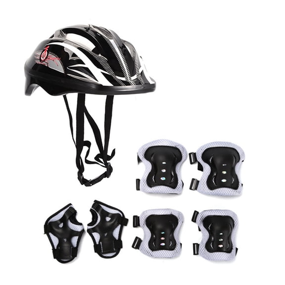 HOARBOEG Inline Skating Safety Gear Set 7Pc - Kids Adjustable Helmet with Knee/Elbow Pads - Scooter, Roller Skate & Skateboard