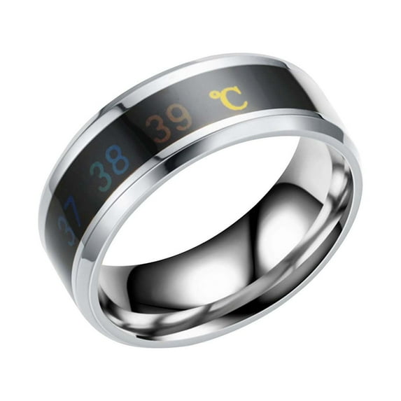 HOARBOEG Intelligent Temperature Stainless Steel Ring Couple's Color Changing Mood Unisex Finger Rings Valentine's Day Creative Rings