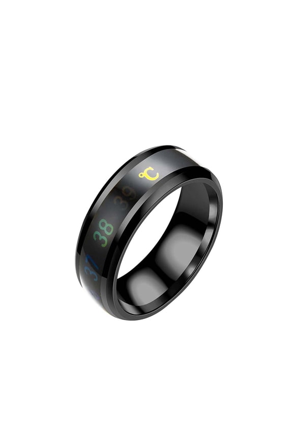 HOARBOEG Intelligent Temperature Stainless Steel Ring Couple's Color Changing Mood Unisex Finger Rings Valentine's Day Creative Rings