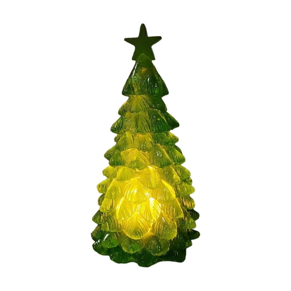 HOARBOEG LED Christmas Tree Night Light, Holiday Glow Tabletop Decor with Star Topper, Miniature Festive Tree Ornament for Indoor Holiday Decorations, Battery-Operated Christmas Desk Lamp