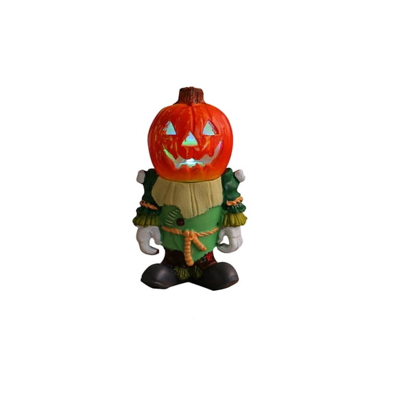HOARBOEG LED Light Up Halloween Pumpkin Knight Figurine – Glowing Jack-O’-Lantern Resin Tabletop Decor, Halloween Night Light/Mantel Knickknack