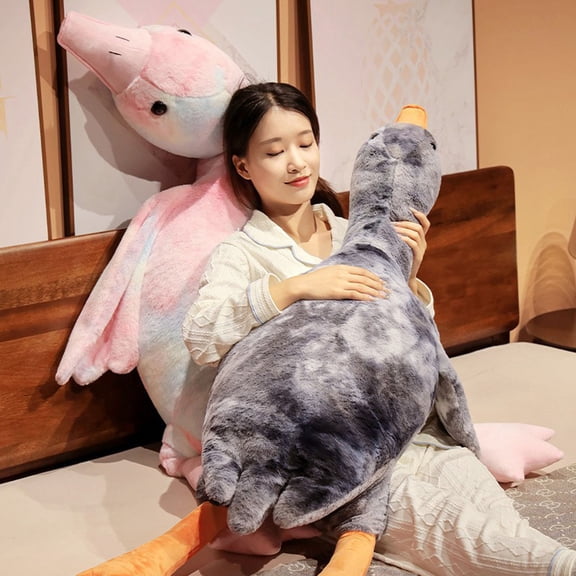 HOARBOEG Large Goose Plush Pillow, Lying Down Stuffed Animal for Adults, Soft Hugging Body Cushion for Anxiety Relief & Home Decor, Cuddle Toy