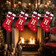 thumbnail image 1 of HOARBOEG Large Knitted Christmas Stocking, Embroidered Letter Hanging Fireplace Mantle Stocking for Xmas Tree Decorations, Gift Bag for Stuffers, Candy, Toys, Presents, 1 of 5