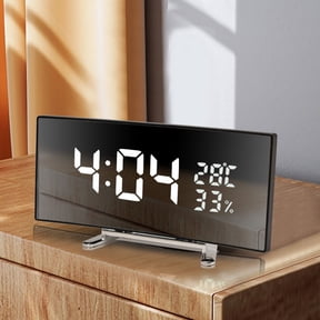 HOARBOEG Large LED Screen Digital Alarm Clock Digital Mirror Clock Multifunctional Desk Smart Clock, Displaying Time/Temperature/Humidity, Battery or USB Powered Alarm Clock for Home Office Gift