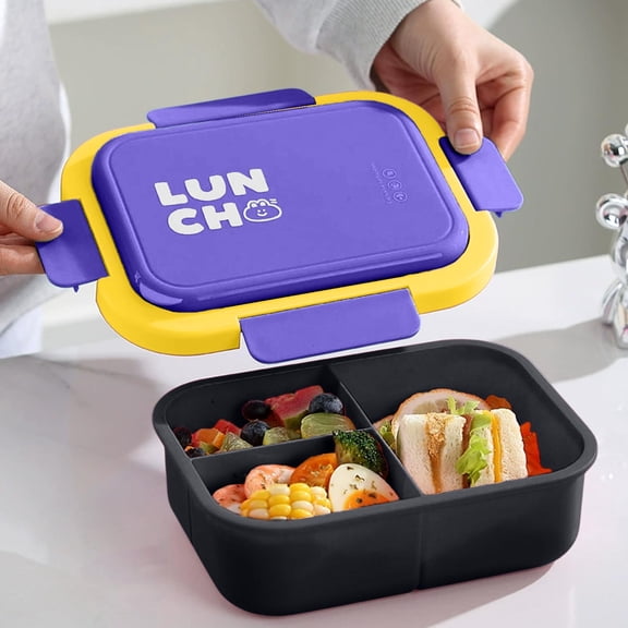 HOARBOEG Leak Proof Bento Box with Compartments, Built-in Fork & Spoon - 3 Tier Lunch Container for Adults Teens, Microwave Safe Plastic Lunch Box for Office, Picnic
