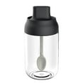 thumbnail image 1 of HOARBOEG Leak-Proof Seasoning Jar with Spoon Lid - Glass Spice Container for Kitchen, Integrated Dispenser for Salt, Pepper, and Herbs (5.5 Inch, Black), 1 of 6
