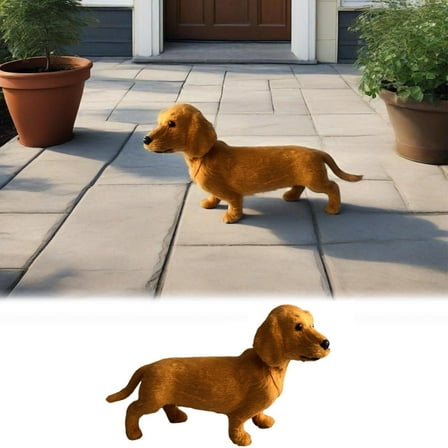 HOARBOEG Lifelike Dachshund Figurine - Realistic Miniature Wiener Dog Statue, Cute Long-Bodied Puppy Decor for Shelf, Desk, Living Room, Home, Office - Ideal Gift for Dog Lovers