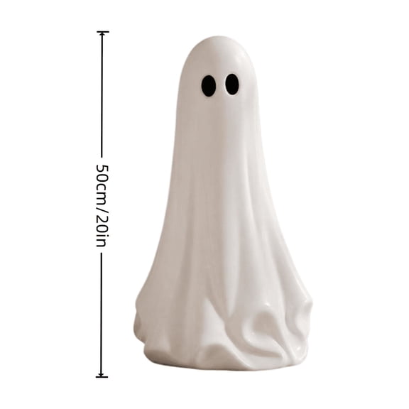 HOARBOEG Lighted Cute Ghost Figurine, Weather-Resistant Polyresin Halloween Porch Decoration, Indoor Outdoor Tabletop Ornament