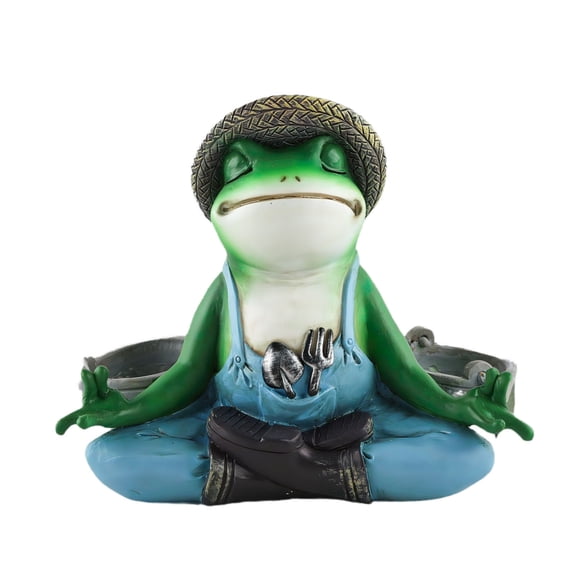 HOARBOEG Meditating Yoga Frog Resin Planter, Funny Zen Frog Flower Pot with Drainage - Garden Decor Planter, Cute Animal Figurine Pot for Patio Balcony Desk, Gift for Plant Lovers