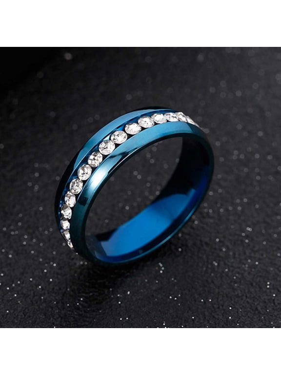 HOARBOEG Men's and Women's Stainless Steel Plain Ring With Cubic Zirconia, Valentine's Day Jewelry Gifts Artificial Gemstone Finger Rings