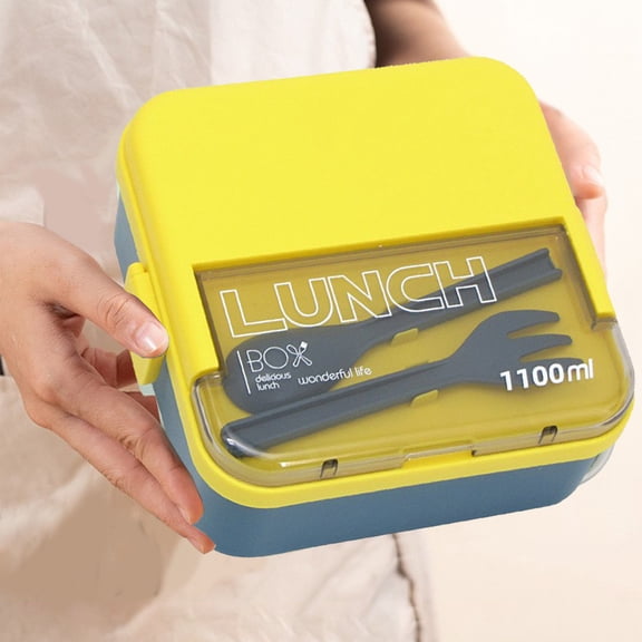 HOARBOEG Microwave Safe Plastic Lunch Box with Leak-Proof Seal, Large Capacity Bento Box with Includes Fork & Spoon Dishwasher Friendly Office worker Lunch Box Containers