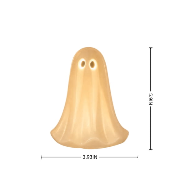 HOARBOEG Mini Glossy Plastic Ghost LED Night Lamp, Warm Ambient Desk Ornament, Cute Spooky Halloween Decor Light, Battery Operated Table Light for Bedroom Shelf, Gift