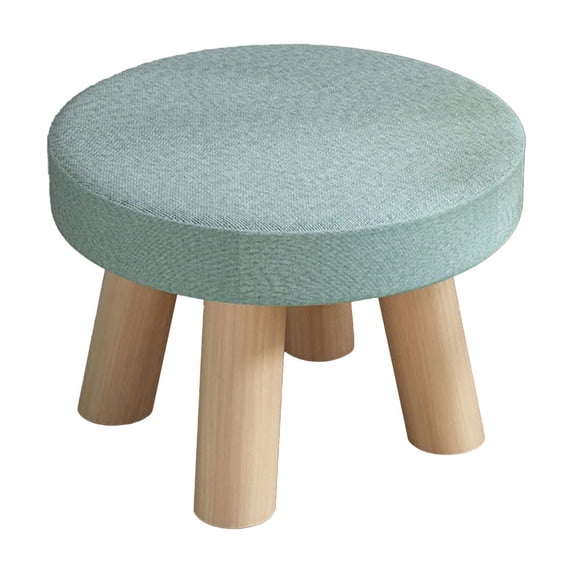HOARBOEG Modern Round Wooden Foot Stool Ottoman with Soft Padded Seat - Non-Slip Design for Living Room, Bedroom, Entryway, Versatile as Extra Seating, Footrest, Step Stool or Small Side Table