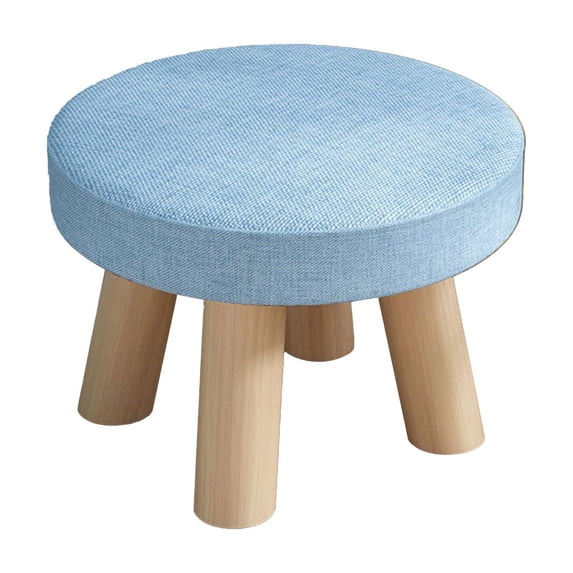 HOARBOEG Modern Round Wooden Foot Stool Ottoman with Soft Padded Seat - Non-Slip Design for Living Room, Bedroom, Entryway, Versatile as Extra Seating, Footrest, Step Stool or Small Side Table