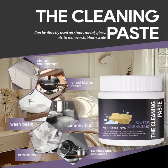 HOARBOEG Multi-Purpose Cleaning Cream 130g, All-Purpose Stain Remover Paste for Kitchen Countertops, Bathroom Tiles, Stainless Steel, Glass, Non-Scratch Formula