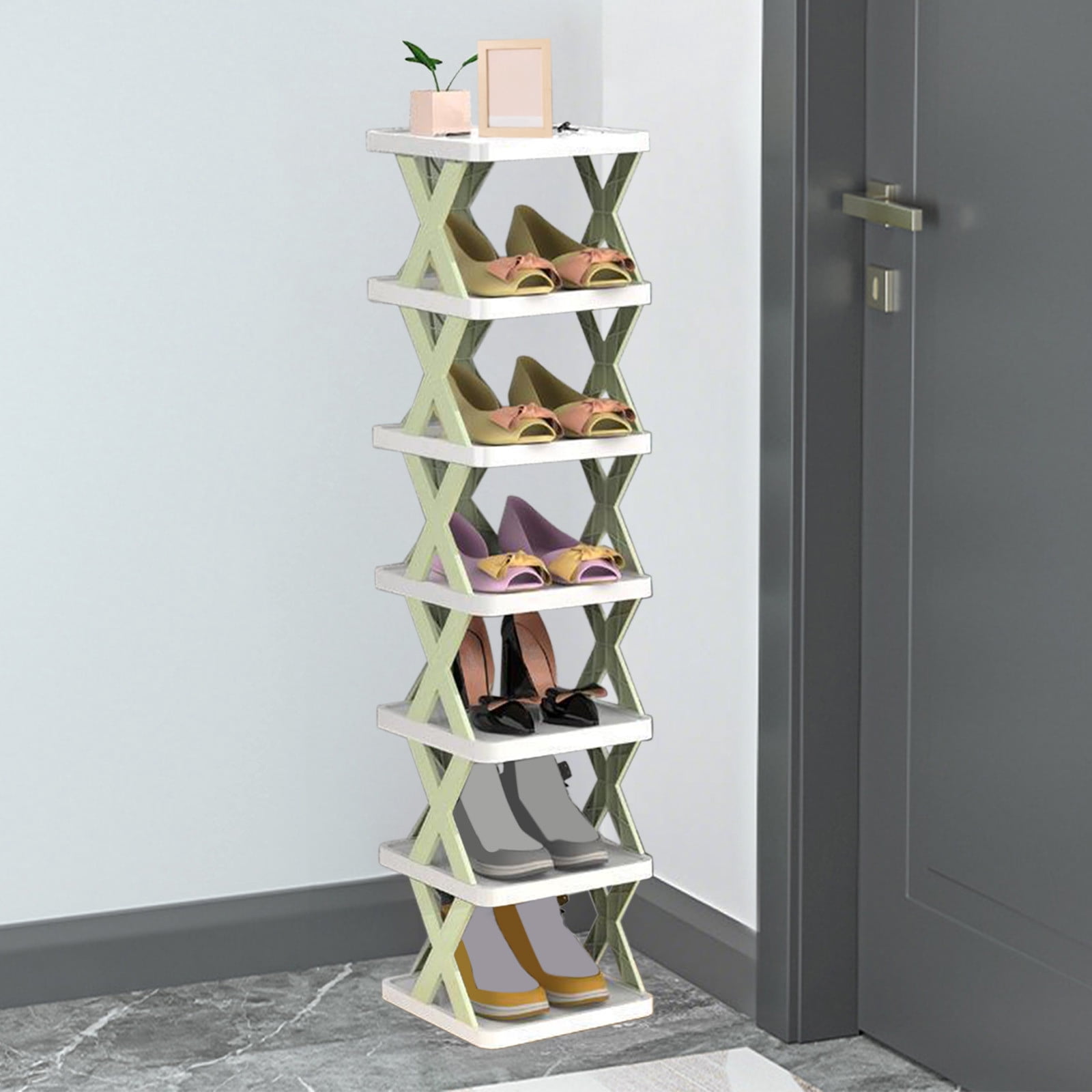 HOARBOEG Narrow Shoe Rack for Entryway,7 Tier Vertical Shoe Storage ...