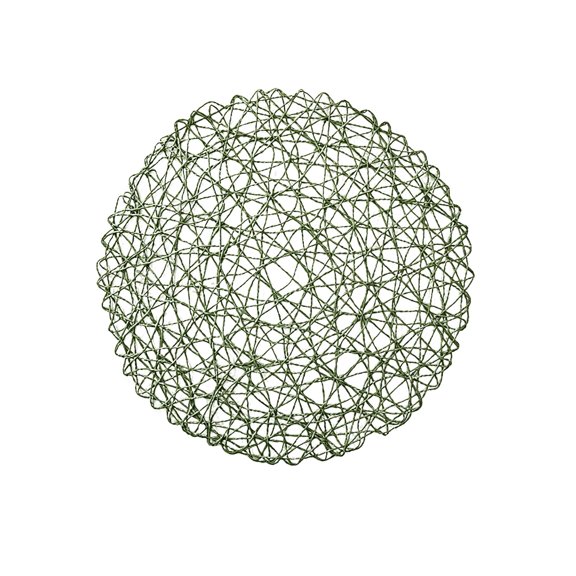 HOARBOEG Natural Paper Straw Woven Round Placemat, Heat Proof Dining Mat, Non-Slip Table Mat for Kitchen Dining, Rustic Farmhouse Decor, 14.96 in, Green