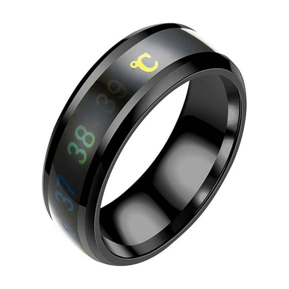 HOARBOEG New Smarter Temperature Monitoring Ring Stainless Steel Ring for Men/Women Valentine's Day Lovers Jewelry Gift Creative Design Unisex Finger Rings for Engagement snd Marriage