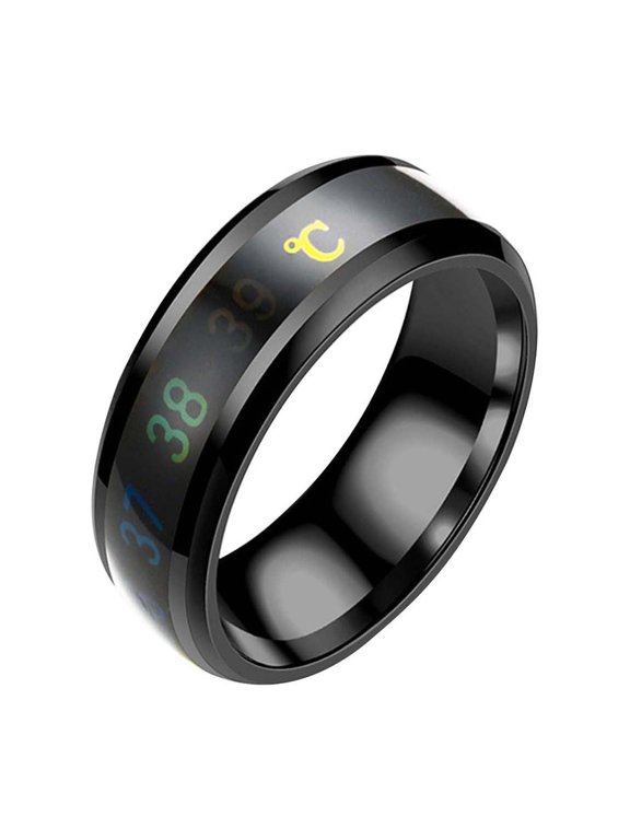 HOARBOEG New Smarter Temperature Monitoring Ring Stainless Steel Ring for Men/Women Valentine's Day Lovers Jewelry Gift Creative Design Unisex Finger Rings for Engagement snd Marriage