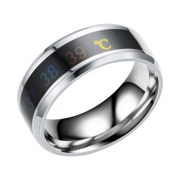 HOARBOEG New Smarter Temperature Monitoring Ring Stainless Steel Ring for Men/Women Valentine's Day Lovers Jewelry Gift Creative Design Unisex Finger Rings for Engagement snd Marriage