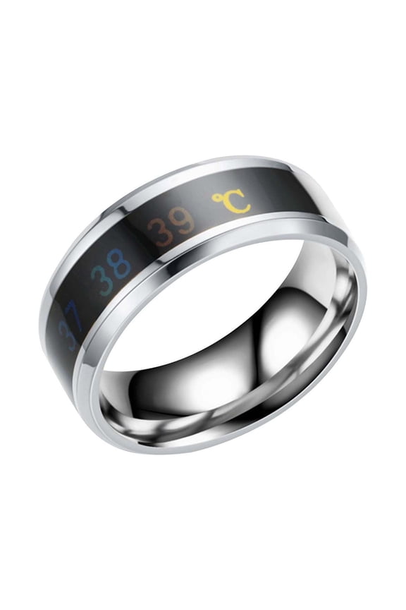 HOARBOEG New Smarter Temperature Monitoring Ring Stainless Steel Ring for Men/Women Valentine's Day Lovers Jewelry Gift Creative Design Unisex Finger Rings for Engagement snd Marriage
