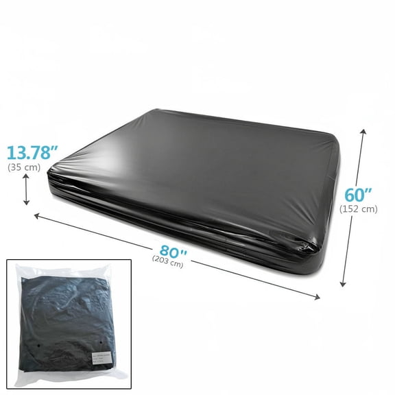 HOARBOEG PVC Vinyl Waterproof Mattress Cover Deep Pocket Elastic Fitted Bed Protector for Home Use Black