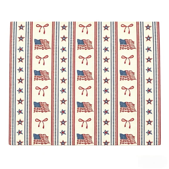 HOARBOEG Patriotic Bow Placemat Set for 4th of July - Heat Resistant Table Mats with Decorative Bow Design, American Flag Themed Independence Day Table Decor, Washable Fabric Charger