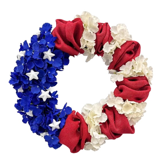 HOARBOEG Patriotic Wreath for Front Door, 19.6in Red White and Blue Garland, Independence Day Decor for Home Wall, Party Ornaments, Fourth of July Hanging