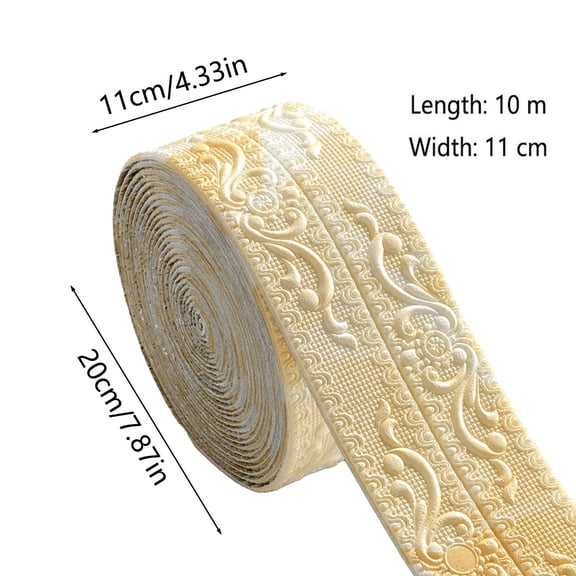 HOARBOEG Peel and Stick 3D Embossed Foam Wall Border – 32.8ft/10m × 3.1″ Self-Adhesive Decorative Molding Trim, Waterproof XPE Foam Raised-Texture Edge for Ceiling, Baseboard, Door Frame, Beige