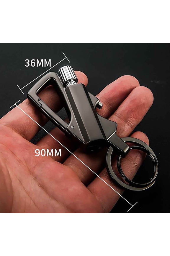 HOARBOEG Striker Refillable Windproof Outdoor Camping Survival Multitool Keychain with Bottle Opener, Black