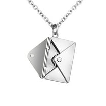 HOARBOEG Personalities Pendant Necklace Gold Stainless steel Necklace Love Letter Envelope Pendant for Women's Collarbone Chain Mother's Valentine's Day Gifts