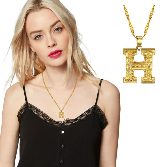 HOARBOEG Personalized 26 English Letter Name Necklace for Women Fashion Alloy Chain Pendant Jewelry Gift for Wedding Party Date Banquet Engagement A-Z