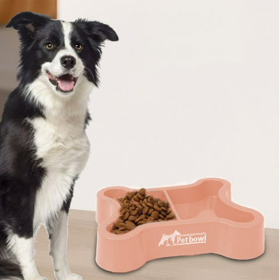 HOARBOEG Pet Dog Cat Food Water Bowl Partition Design Animal Food Feeder Bone-Shaped Design Tray Large and Small