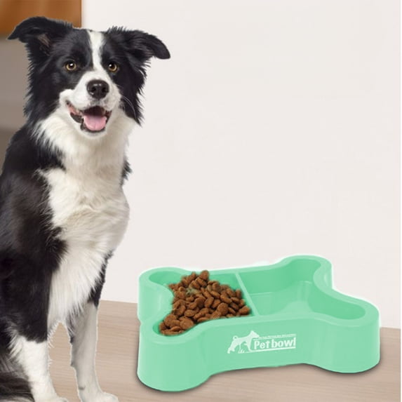 HOARBOEG Pet Dog Cat Food Water Bowl Partition Design Animal Food Feeder Bone-Shaped Design Tray Large and Small