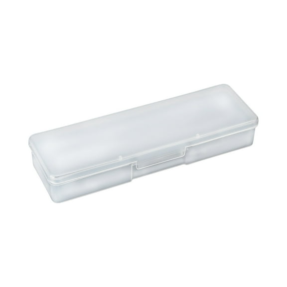 HOARBOEG Plastic Transparent Pencil Case, Simple  Pencil Box Plastic Desktop Stationery Storage Box, 7.2*2*1.2in Gray