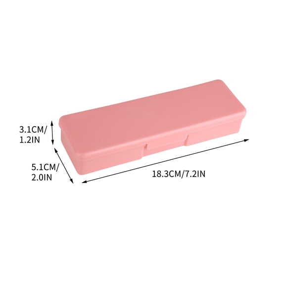 HOARBOEG Plastic Transparent Pencil Case, Simple Pencil Box Plastic Desktop Stationery Storage Box, 7.2*2*1.2in Pink