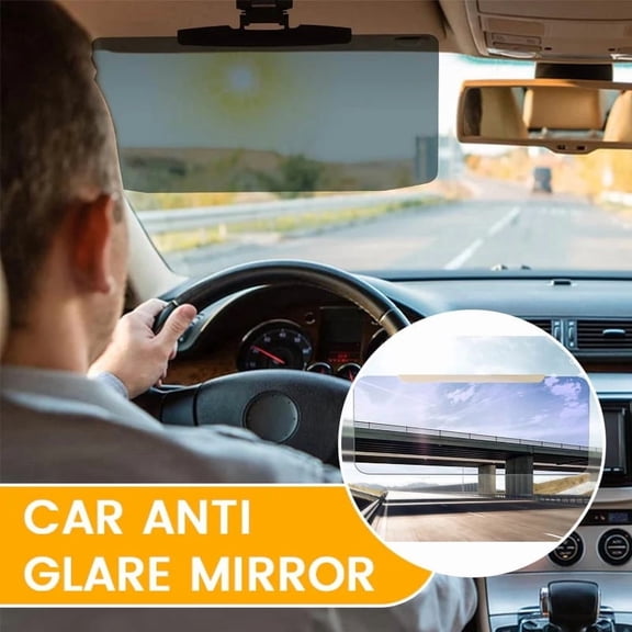HOARBOEG Polarized Car Sun Visor Mirror with Anti-Glare Day and Night Function, Universal Clip-On Car Visor Extender