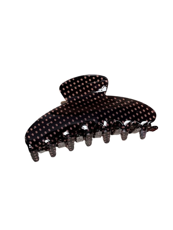 HOARBOEG Polka Dot Hair Claw Clips for Women, Medium Vintage Dotted Hair Clips, Sturdy Non-Slip Barrettes for Thick and Thin Hair, Back Head Hair Accessories, Black, Daily Styling