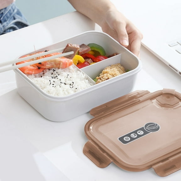 HOARBOEG Portable Microwaveable Bento Box - 3 Compartment Plastic Lunch Box Leakproof & BPA-Free Hot and Cold Food Container, Red/Gray/Khaki Options for Office Lunch Storage