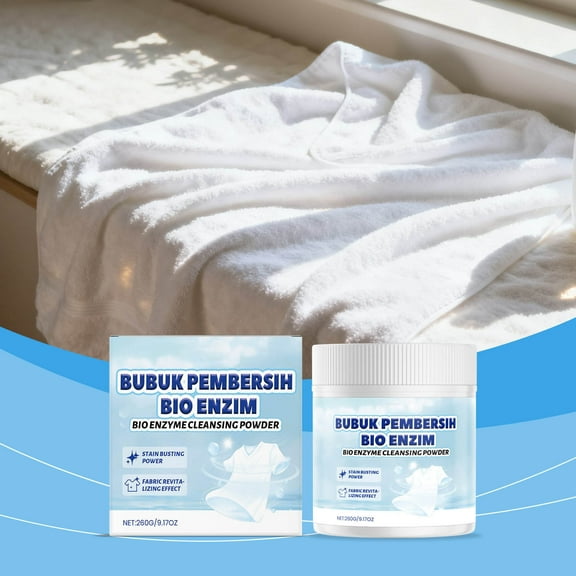 HOARBOEG Powerful Laundry Stain Remover Powder, Oxygen Bleach Alternative for Clothes, Effective on Tough Stains, Brightens Colors, and Refreshes Fabrics, Safe for Most Garments, 9.17oz