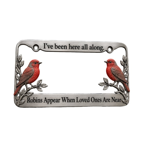 HOARBOEG Premium Red Bird Car License Plate Frame, Durable Metal Auto Exterior Accessory, Cute Vehicle Tag Holder Decoration for Front or Back of Car