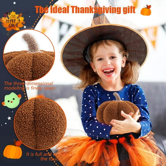 HOARBOEG Pumpkin Throw Pillow, Fall Decor Cushion for Halloween & Thanksgiving, Soft Plush Decorative Hugs Pillow for Sofa, Bed, Office, 7.87*4.72in