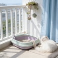 thumbnail image 1 of HOARBOEG Purple Semi-Enclosed Cat Litter Box, 15.75x10.63 Inch Open Front Litter Pan with Deep Sides to Control Scatter, Includes Litter Spade, Easy Clean Plastic Litter Box, 1 of 6