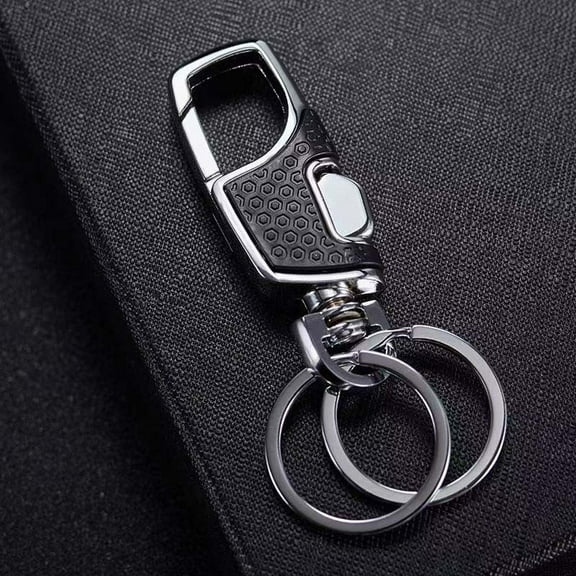 HOARBOEG Quick Release Keychain with One Press Detach Clip - Heavy Duty Belt Loop Key Ring Holder Includes 2 Extra Split Rings, Metal Keychain, Gift