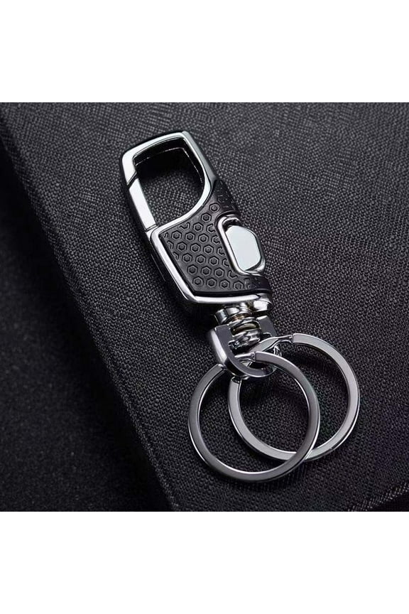 HOARBOEG Quick Release Keychain with One Press Detach Clip - Heavy Duty Belt Loop Key Ring Holder Includes 2 Extra Split Rings, Metal Keychain, Gift